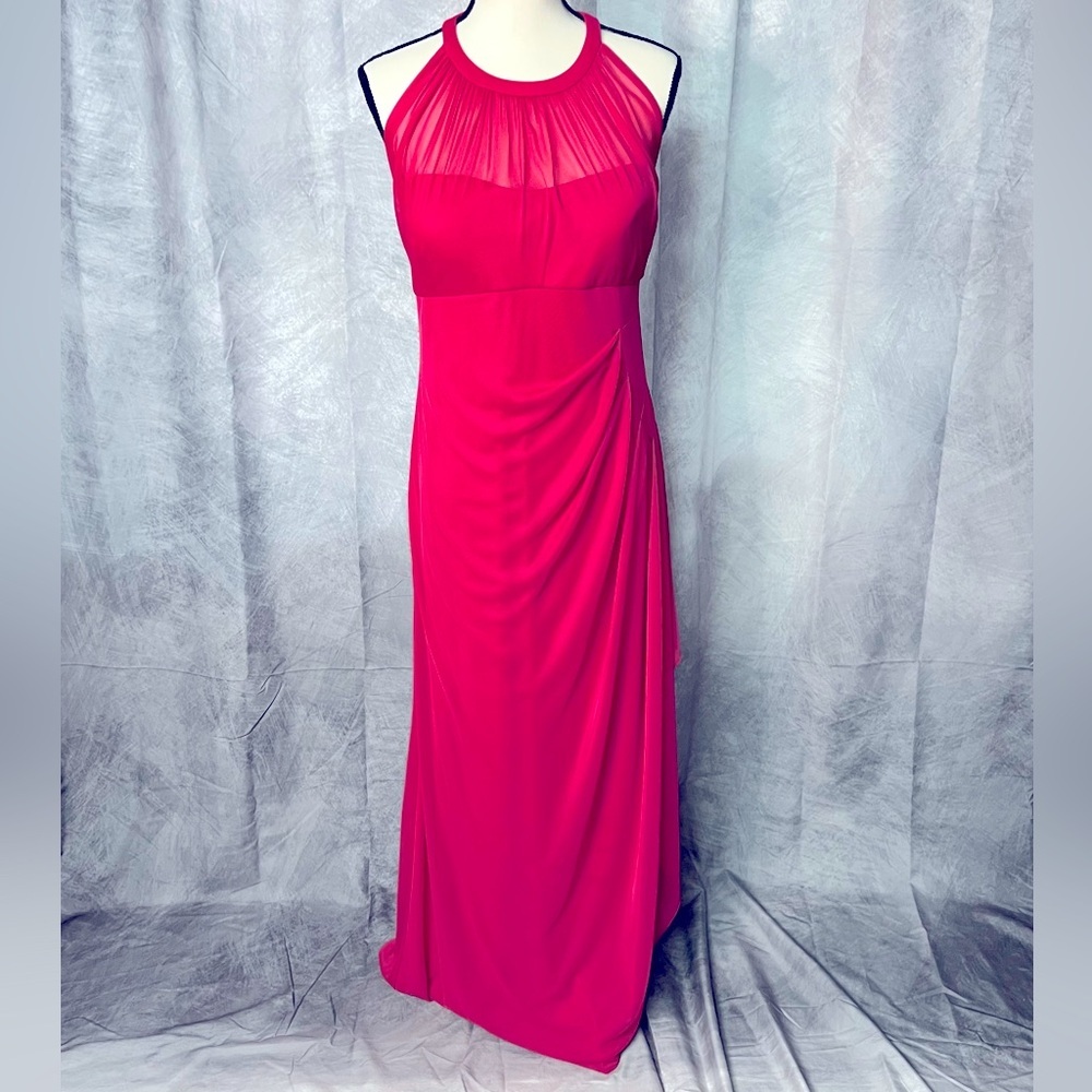 David’s Bridal Sleeveless Long Mesh Dress with Illusion Neckline - STYLE# F15662
